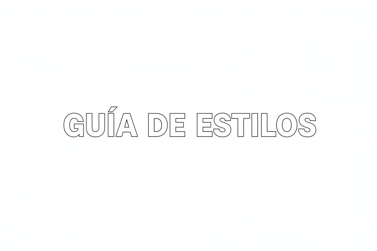 fondo blanco con letras modernas mayusculas que diga : GUIA DE ESTILOS